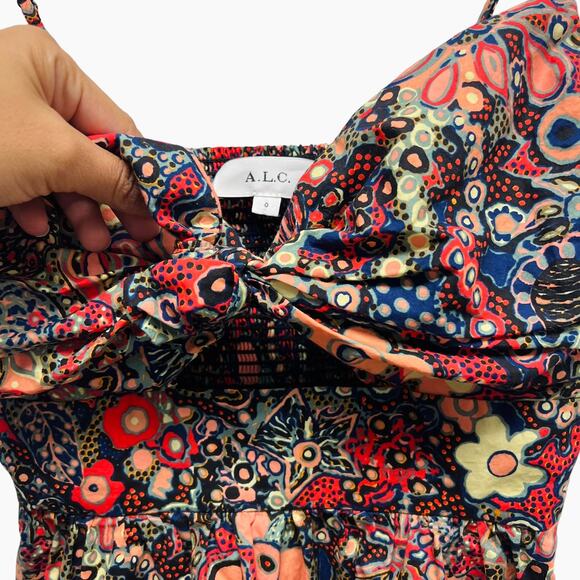 A.L.C. Women's Dani Floral Cotton Mini Dress Size 0 - Picture 7 of 12